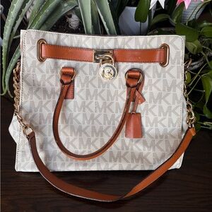 Michael Kors Cream and Brown Signature Tote